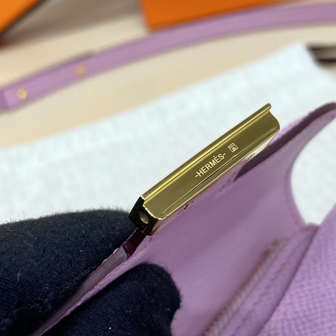 Hermes Constance Slim Wallet Belt Bag In Mauve Sylvestre Epsom Leather